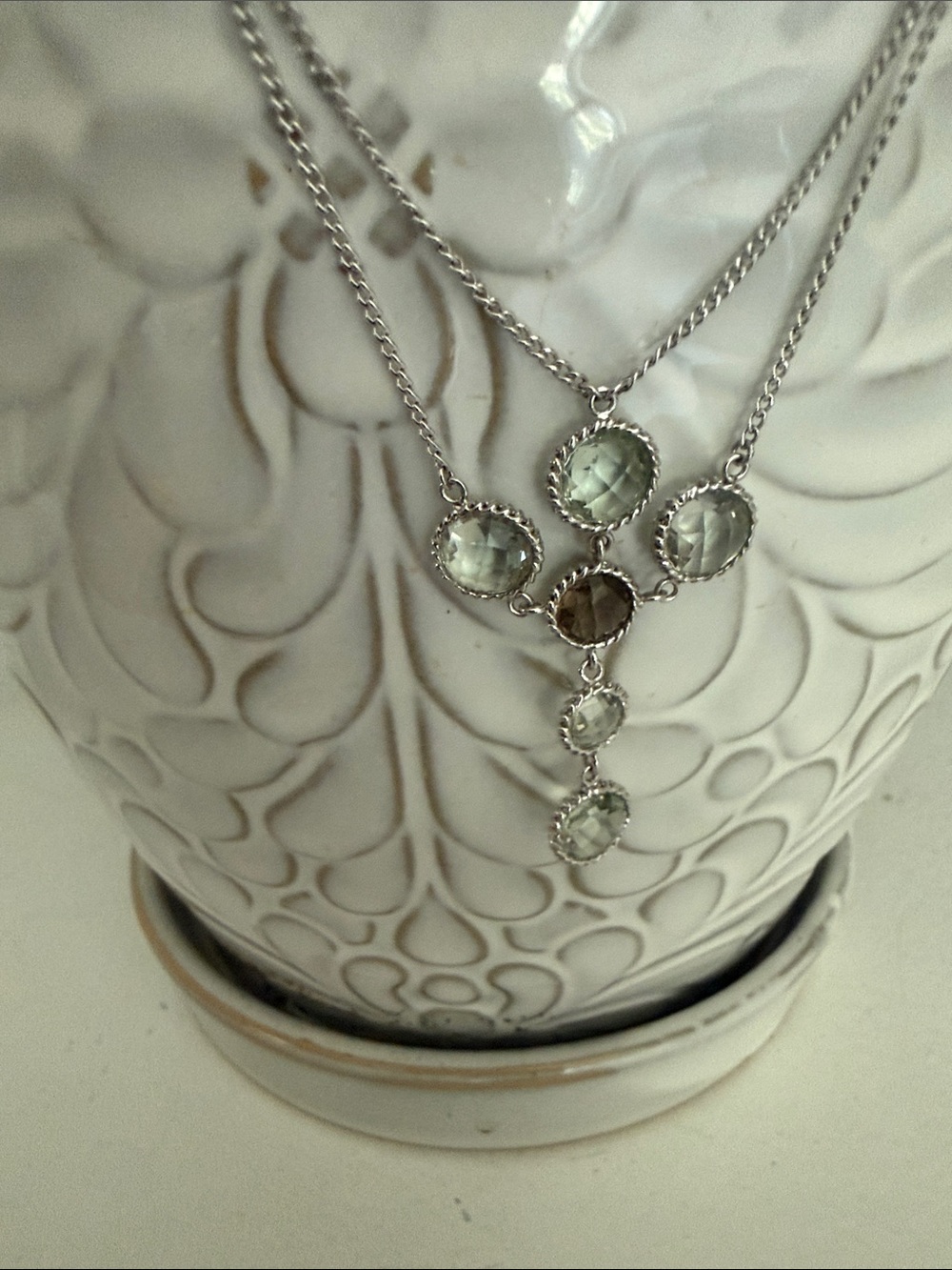 Sterling Silver Multi-Stone Layered Cross Pendant Necklace - Picture 3 of 10